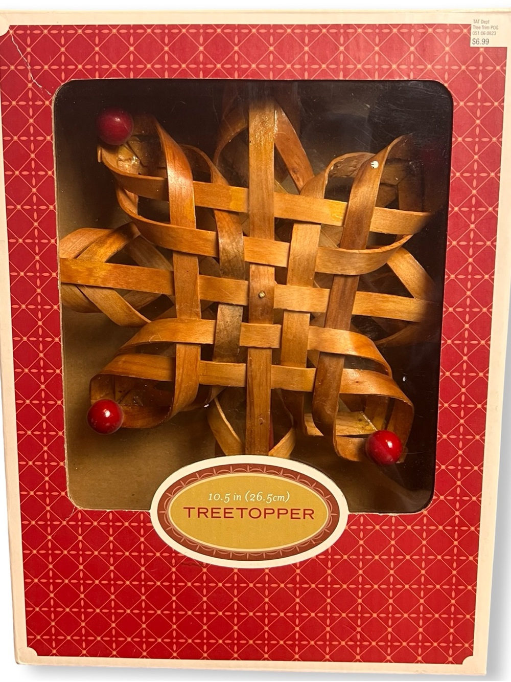 Vintage 2003 Target Wood Snowflake Tree Topper Christmas Holiday Decor‎ 10.5”